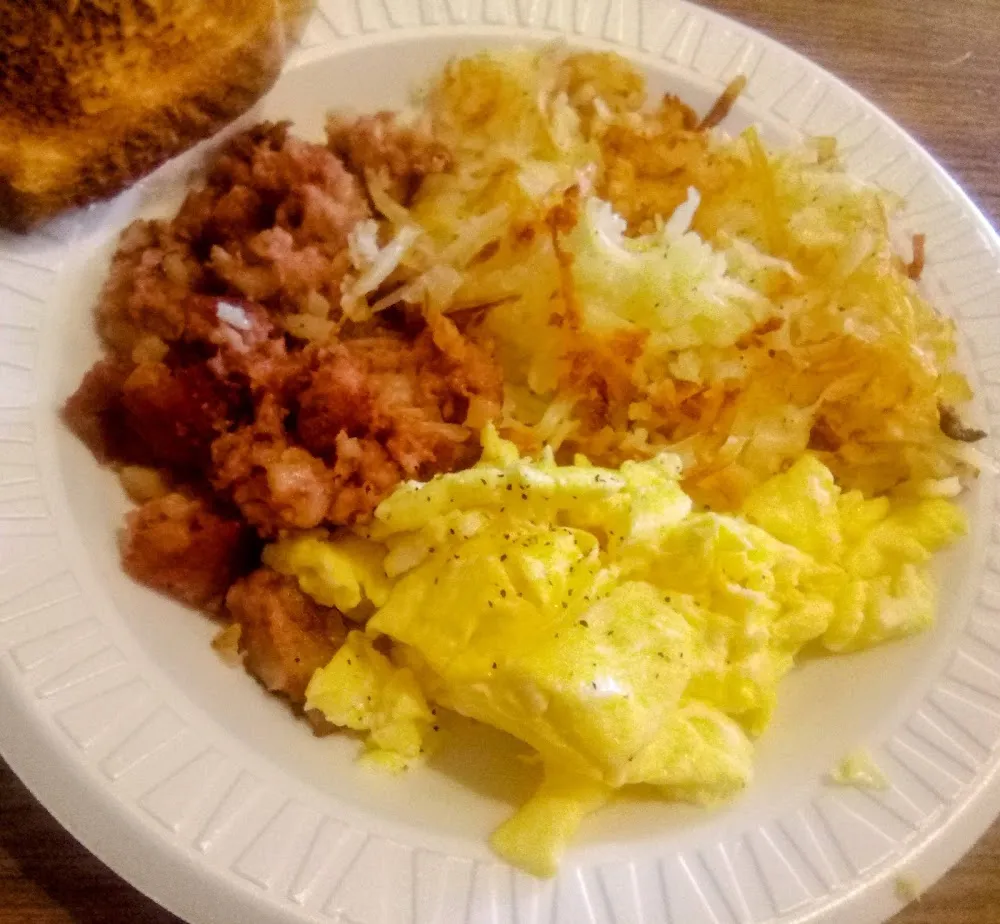 Corn Beef Hash Eggs and Hash Browns